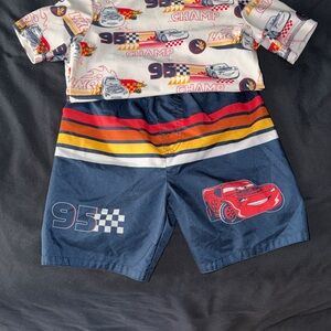 Disney Navy Blue & Red Lightning McQueen Swim Shorts Set